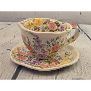 Tabletops Unlimited English Garden Jumbo Mug Cup & Saucer